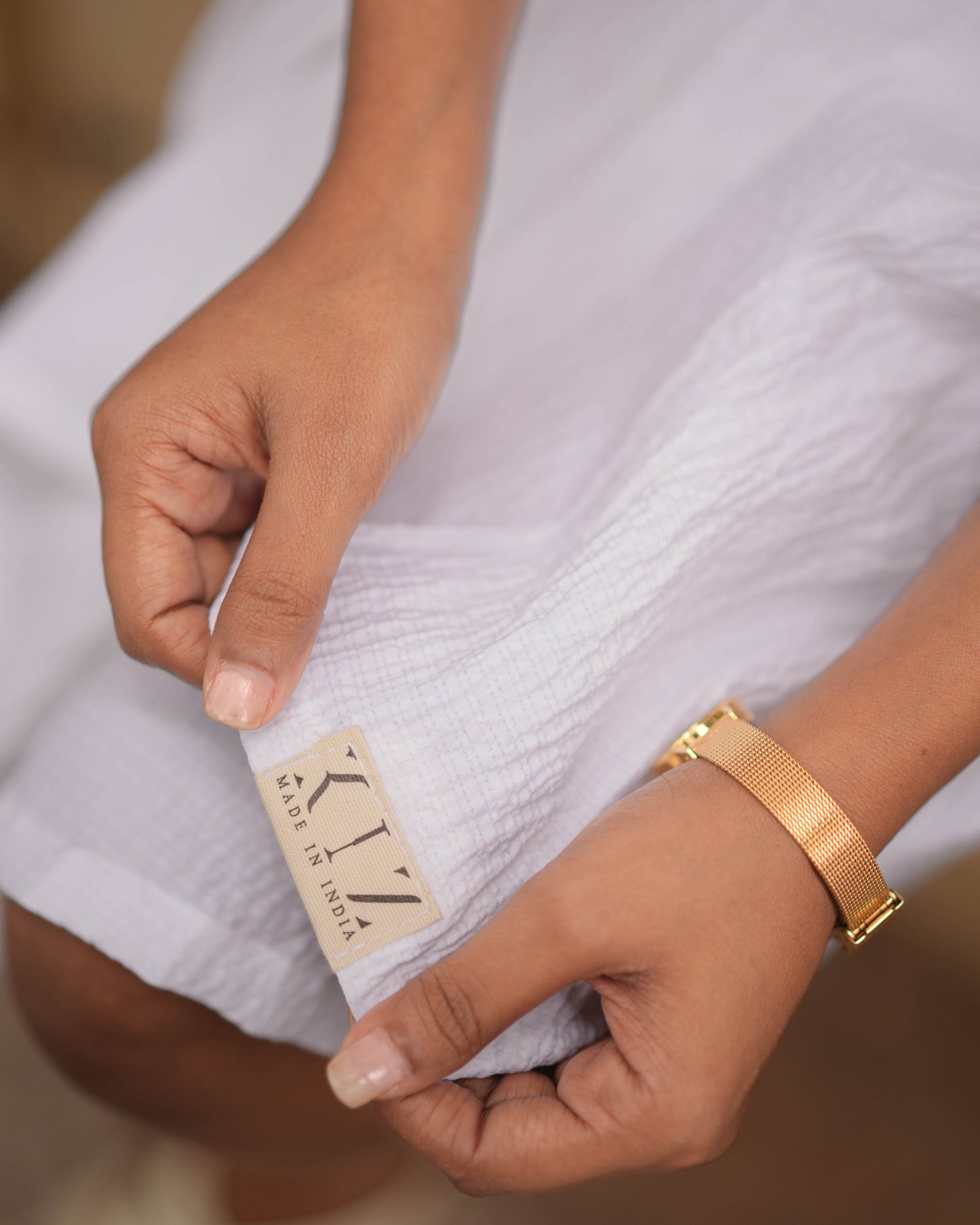 White Pleated Cotton Dress