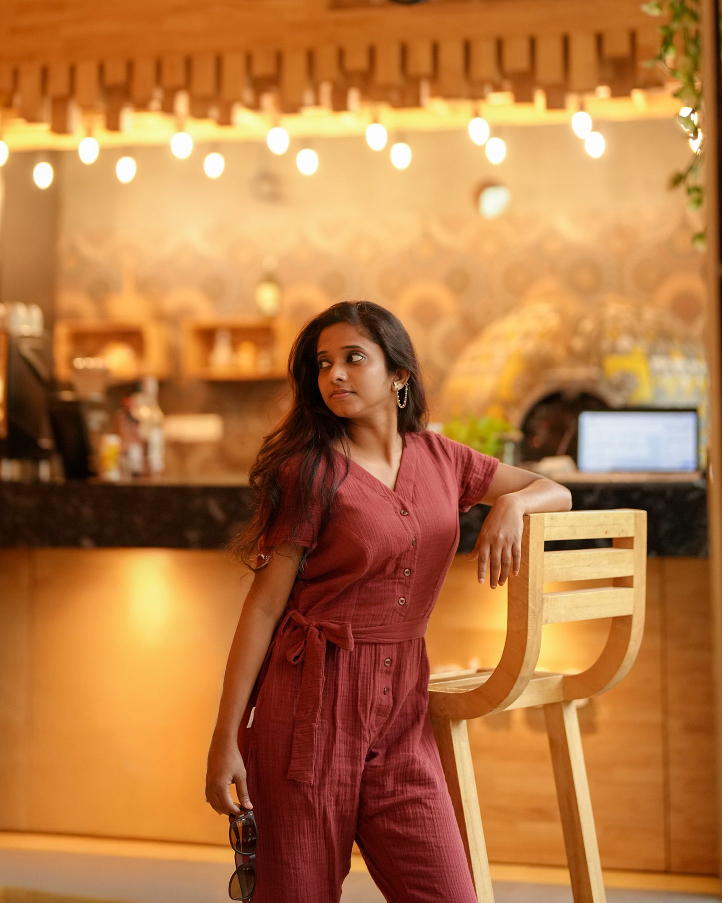 Eco-Friendly Burnt Orange Muslin Cotton Jumpsuit | Sustainable Womenswear