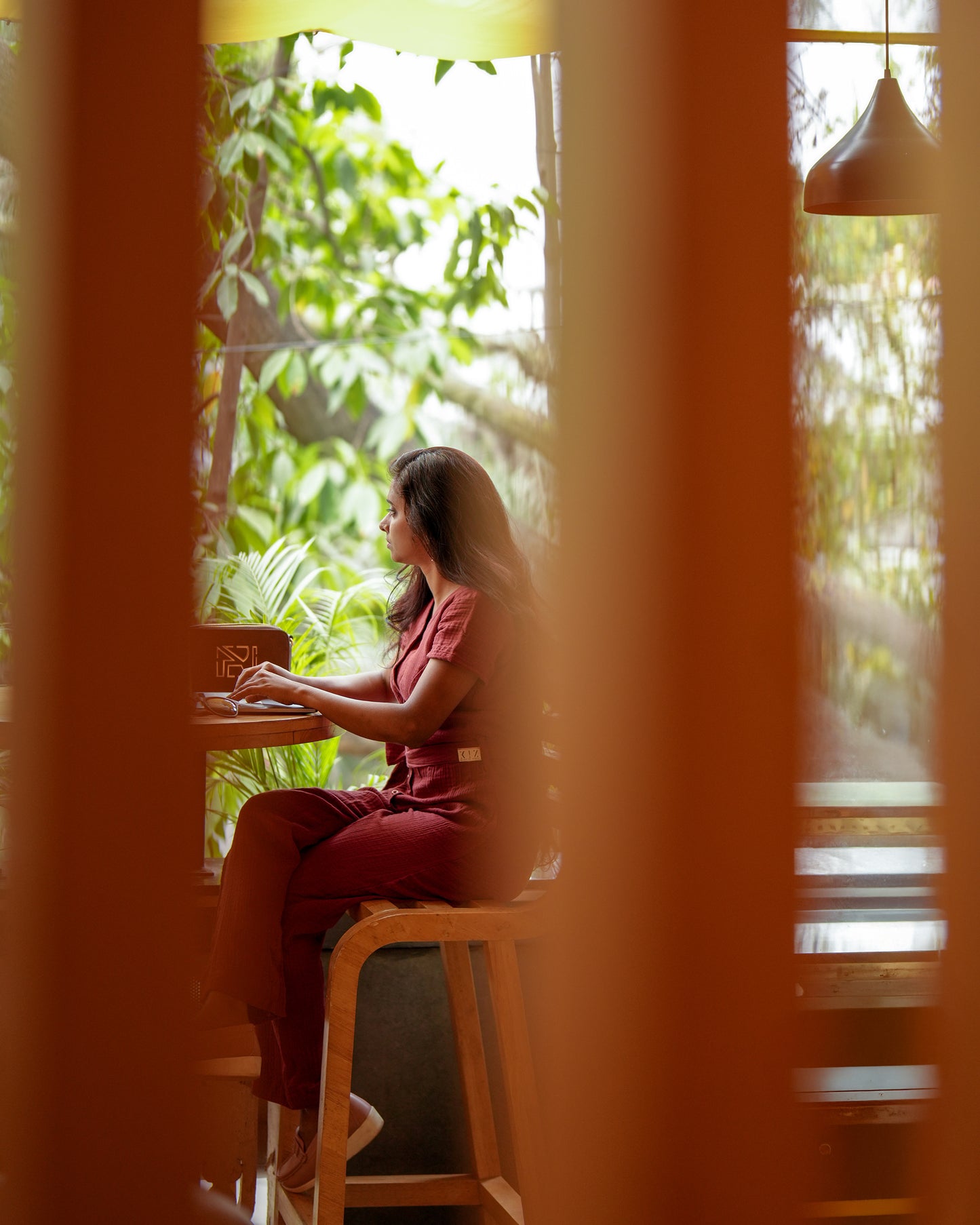 Eco-Friendly Burnt Orange Muslin Cotton Jumpsuit | Sustainable Womenswear