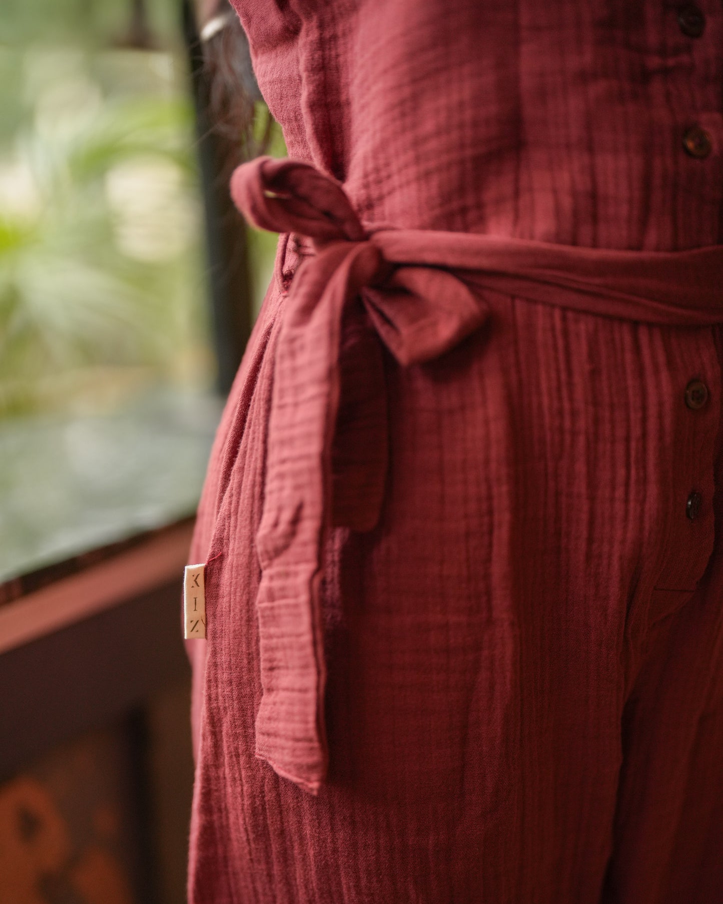 Eco-Friendly Burnt Orange Muslin Cotton Jumpsuit | Sustainable Womenswear