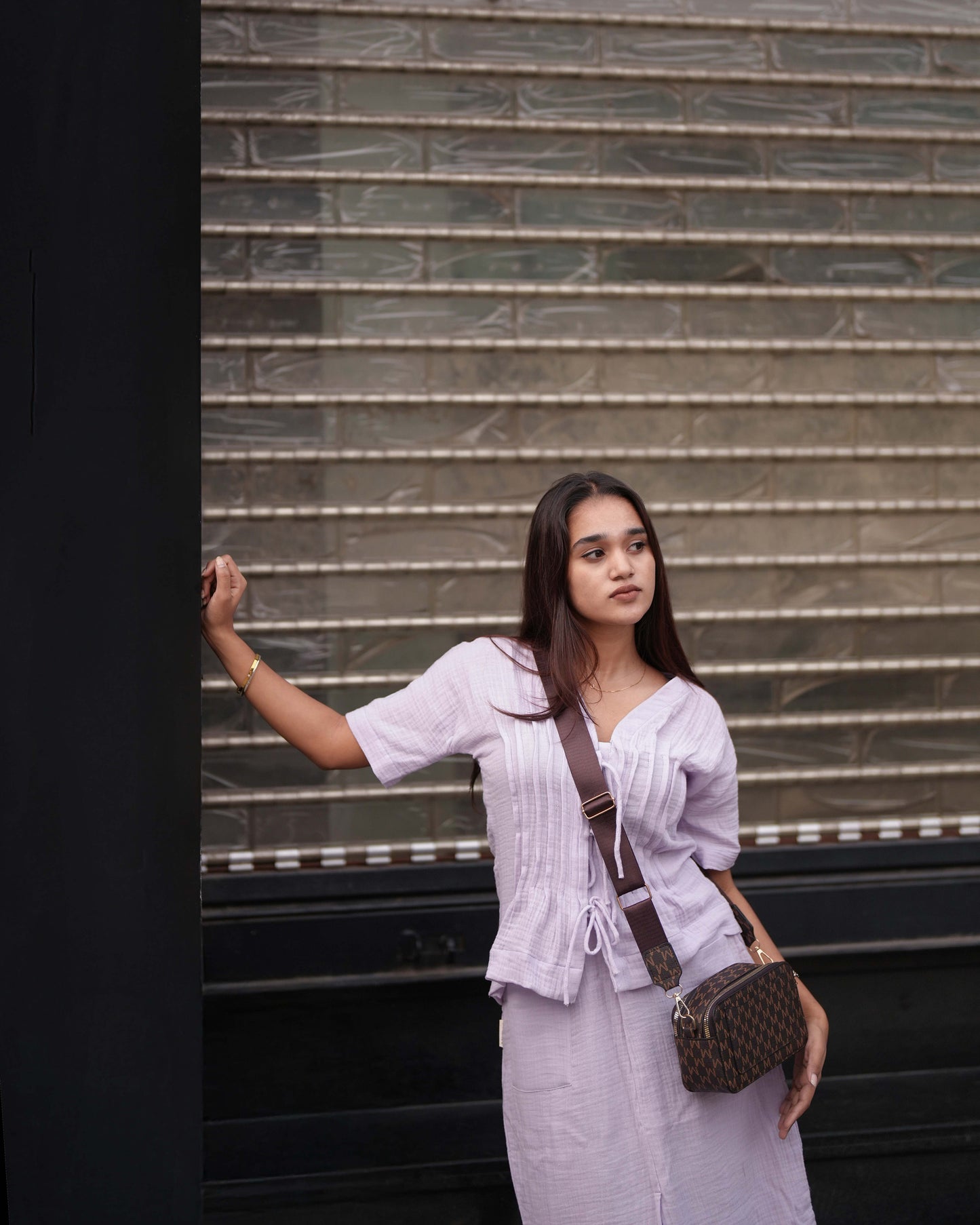 Lilac Muslin Tie Top & Skirt Duo Set
