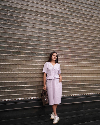 Lilac Muslin Tie Top & Skirt Duo Set