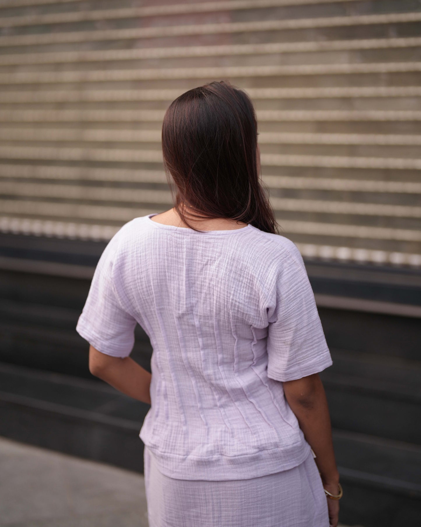 Lilac Muslin Tie Top & Skirt Duo Set