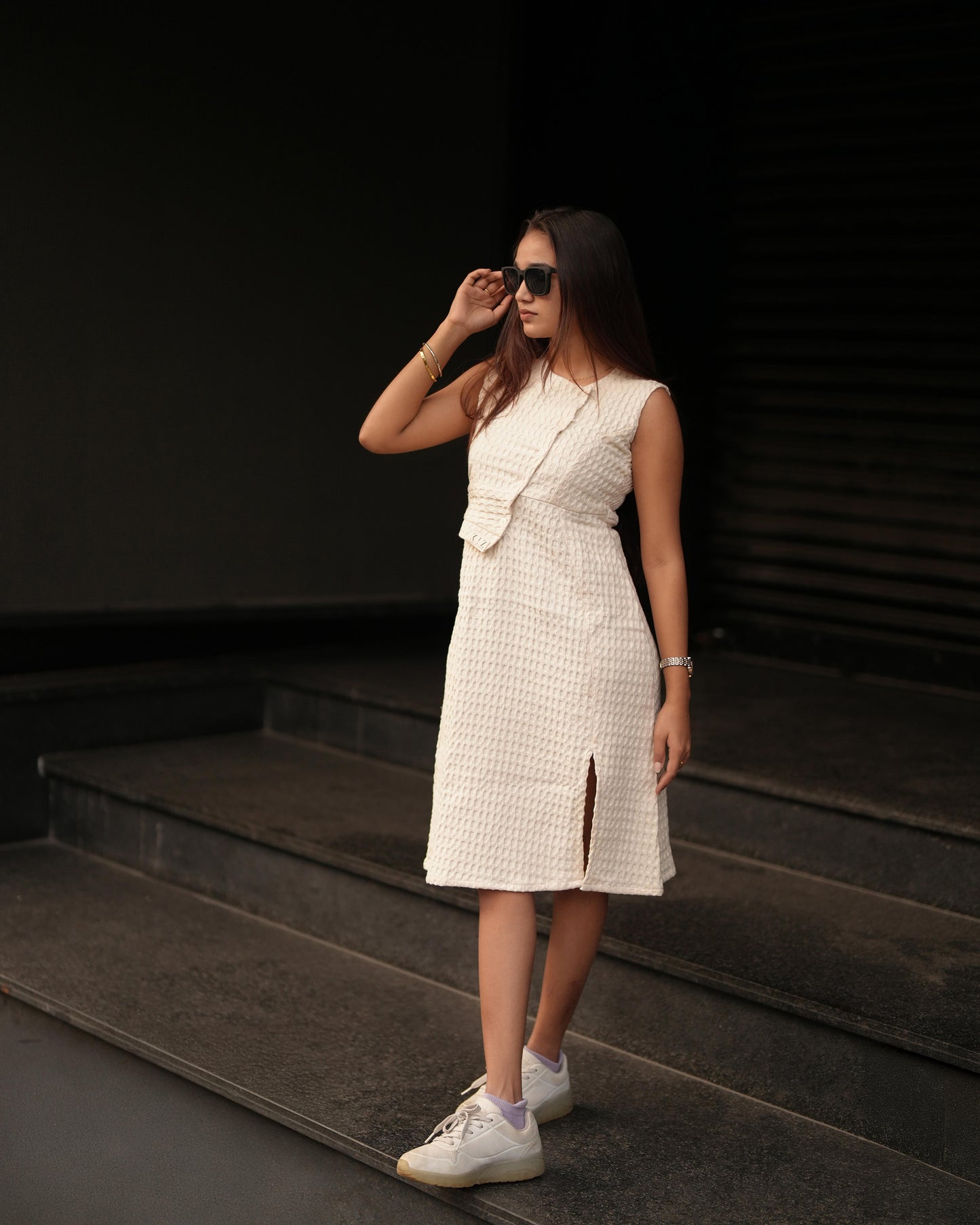 Bone White Jumpsuit-inspired One-piece Jump Dress