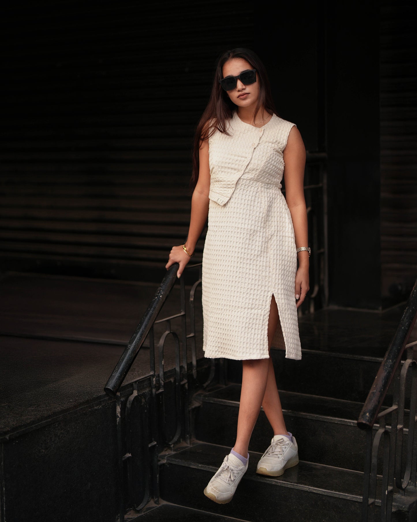 Bone White Jumpsuit-inspired One-piece Jump Dress