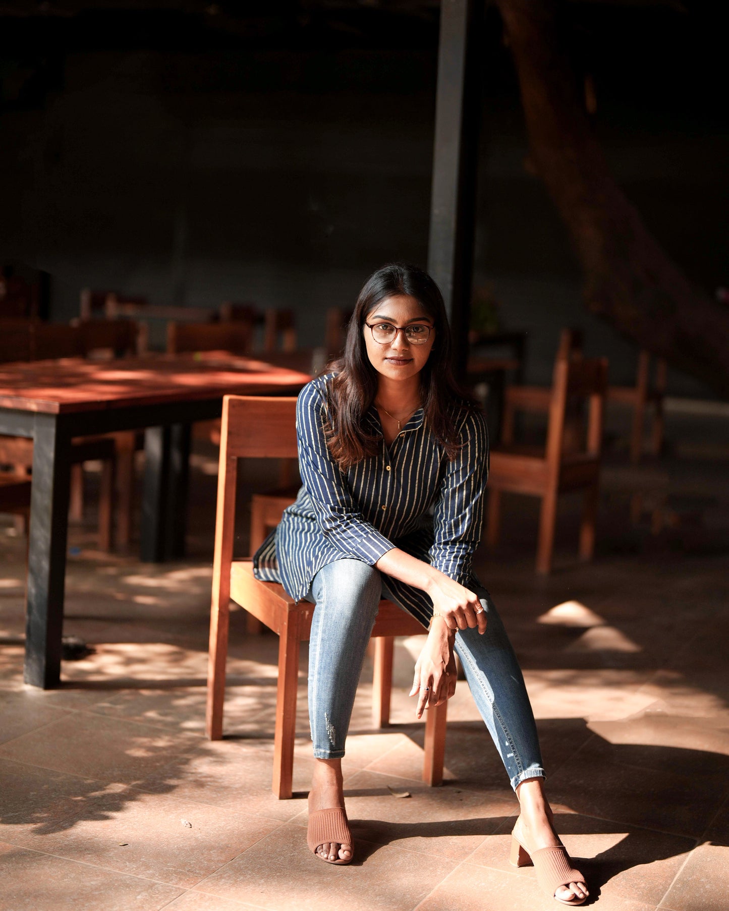 Navy Blue Pure Cotton Tunic Shirt