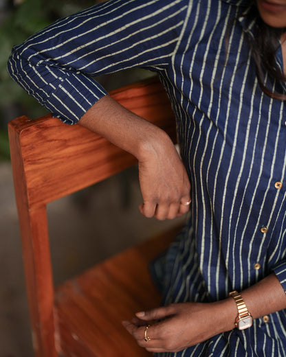 Navy Blue Pure Cotton Tunic Shirt