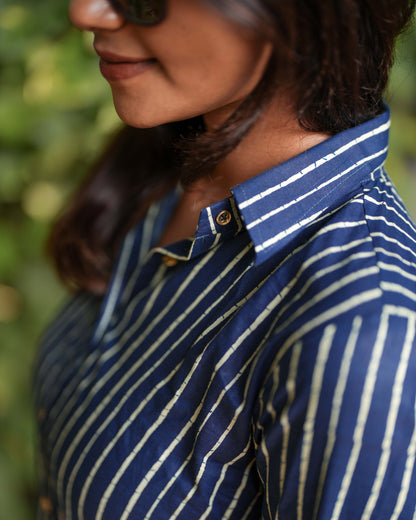 Navy Blue Pure Cotton Tunic Shirt