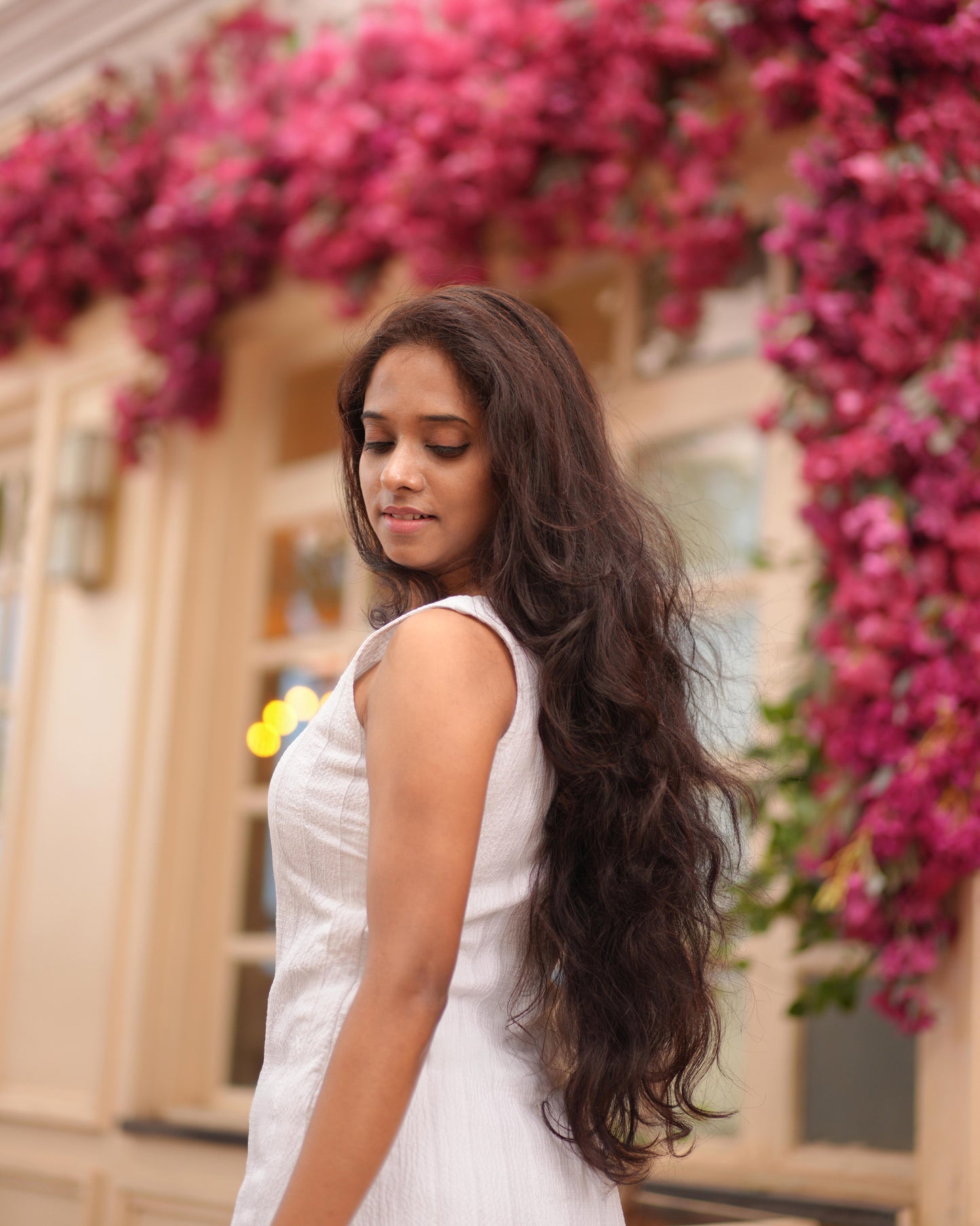 White Pleated Cotton Dress