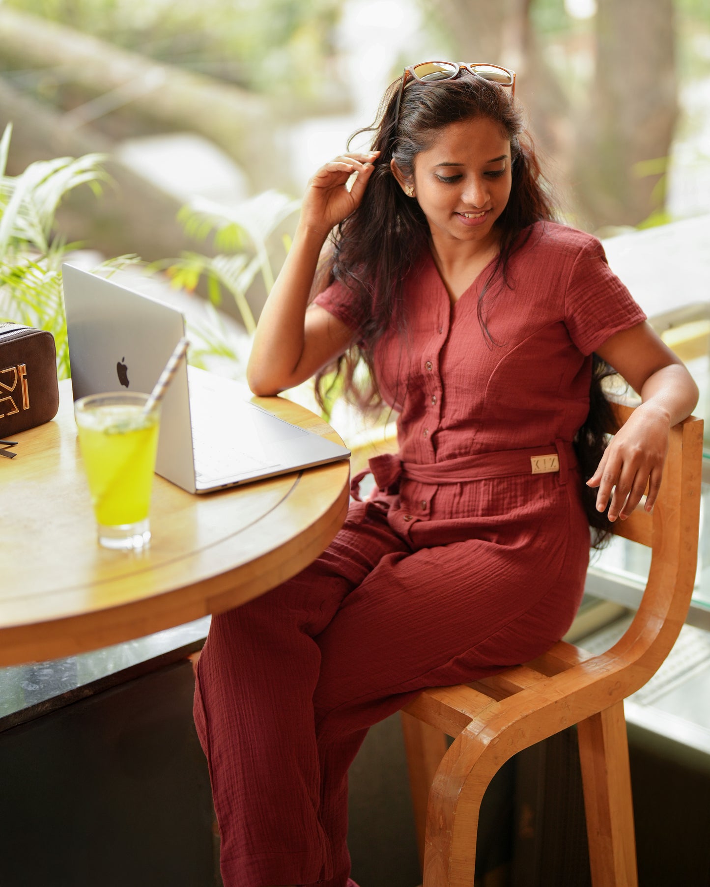 Eco-Friendly Burnt Orange Muslin Cotton Jumpsuit | Sustainable Womenswear