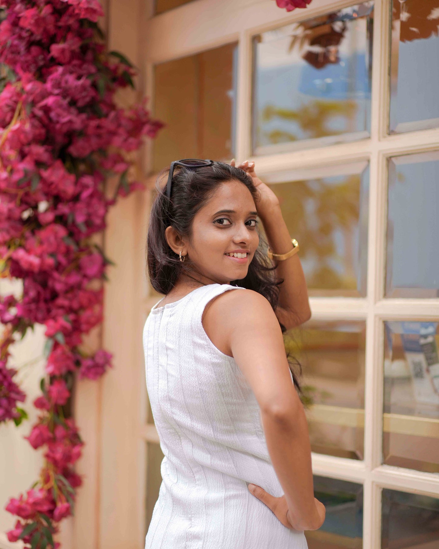 White Pleated Cotton Dress