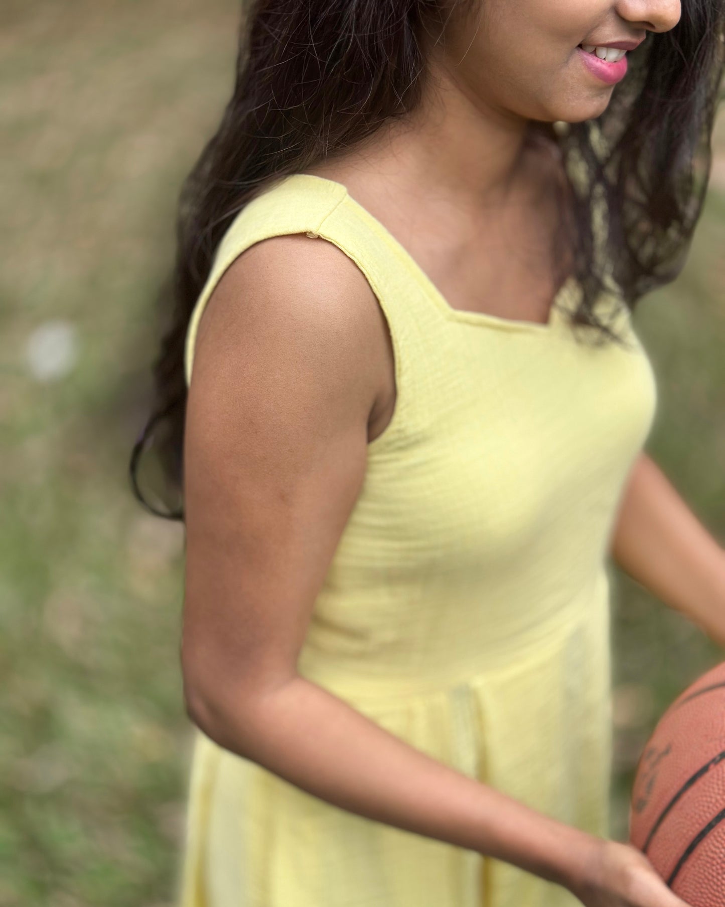 Nova Yellow Muslin Cotton Backless Dress | KIZ Vesture